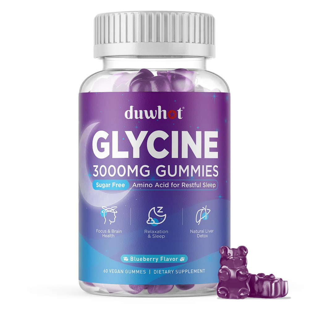 duwhot Glycine Gummies blueberry bottle for nightly calm.