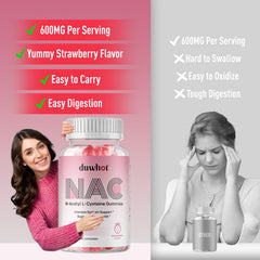 duwhot NAC Gummies two bottles display with two-gummy daily serving