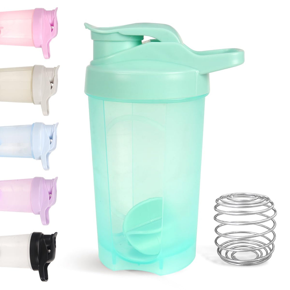 D.Y.A 16oz shaker bottle with green lid for easy protein shakes on the go.