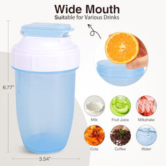 D.Y.A BPA-free shaker bottle with secure lid keeps contents contained during travel