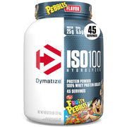 Dymatize Fruity Pebbles ISO100 tub front shows premium protein flavor