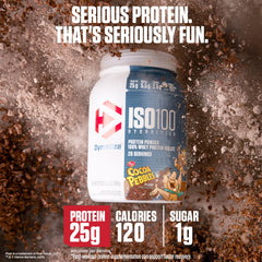 Dymatize ISO100 Cocoa Pebbles scoop – convenient serving for quick protein boosts.