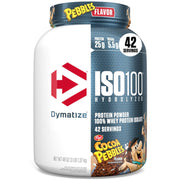 Dymatize ISO100 Cocoa Pebbles tub – fast-absorption protein for active days.