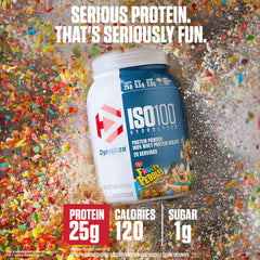 Dymatize ISO100 Fruity Pebbles scoop, a convenient 25g protein serving.