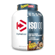 Dymatize ISO100 Pebbles Cocoa bottle pouring for quick post-workout fueling