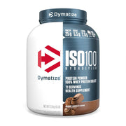 Dymatize ISO100 gourmet chocolate jar showcases high protein convenience