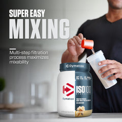 ISO100 vanilla shake poured into glass for fast absorption