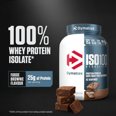 Dymatize ISO100 fudge brownie powder in a shaker after a workout.