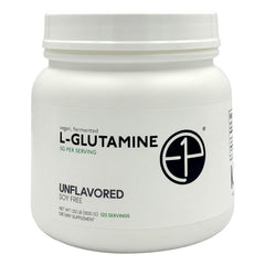 E1P L-Glutamine 600g unflavored bottle for convenient daily use.