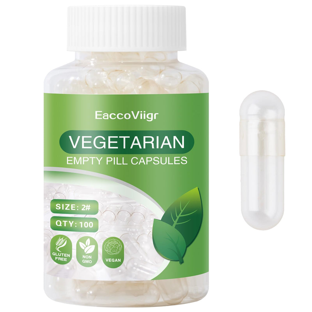 EaccoViigr Size 2 empty capsules close-up showing clear shells for easy content visibility