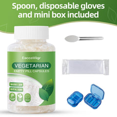 EaccoViigr size-2-empty-capsules kit contents illustrate everything needed for DIY blends