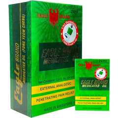 Eagle Brand natural medicated oil bottle front in classic green for portable everyday use.