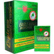 Eagle Brand natural medicated oil green bottle close-up for soothing relief
