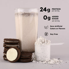 Whey protein scoop from Husky Dunker ready to blend into a shake.