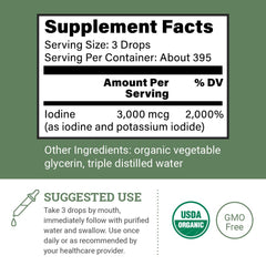 Earth Harmony Naturals iodine label detail shows 2% solution and servings