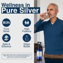 Earthborn Colloidal Silver is poured, illustrating easy daily dosing for a flexible routine.