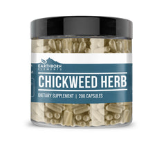 Earthborn Elements Chickweed Herb Capsules bottle promotes daily wellness with pure ingredients.