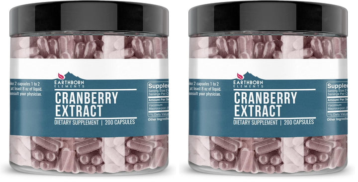 Earthborn Elements Cranberry Extract bottle with pure capsules for daily use.