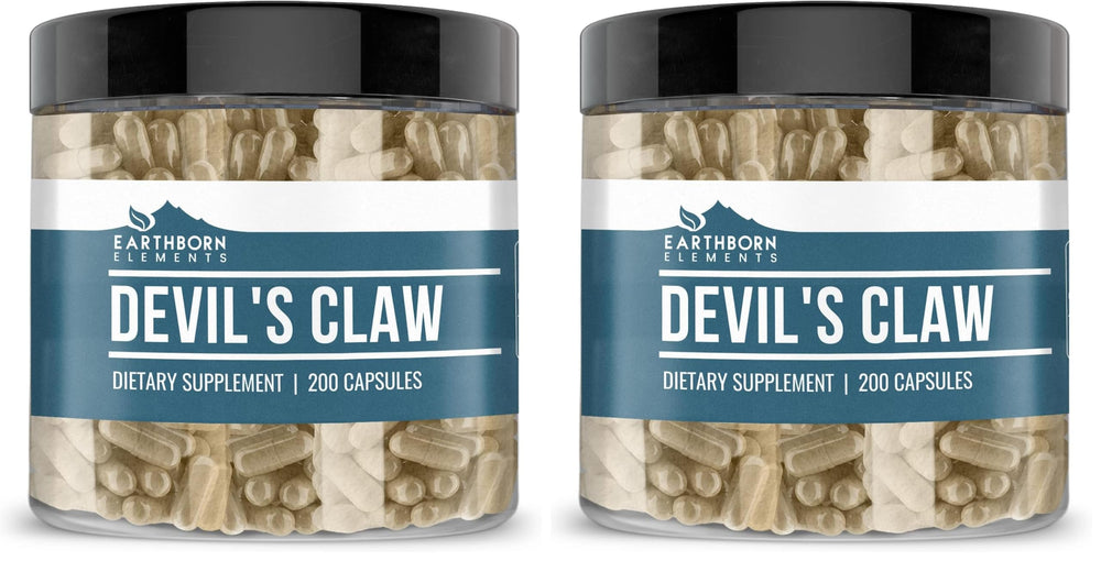 Earthborn Elements Devils Claw Extract bottle with 200 capsules for daily use convenience.
