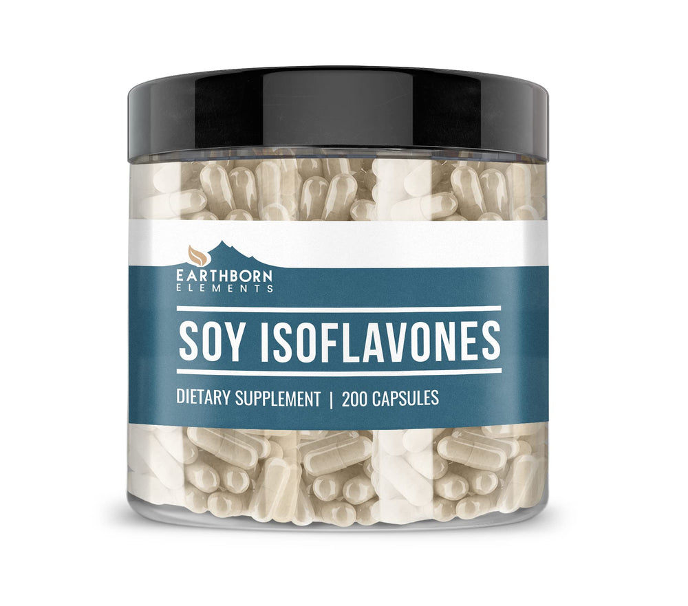 Earthborn Elements Soy Isoflavones bottle front with pure capsules.