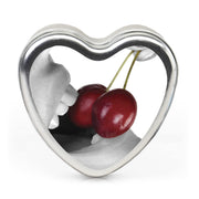 Earthly Body edible massage candle cherry heart-shaped ready to melt for nourishing massage oil.