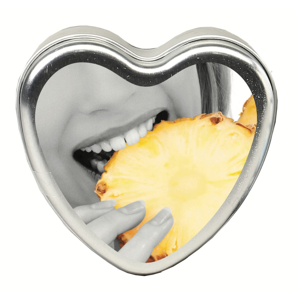 Earthly Body edible massage candle pineapple in a jar melts into silky massage oil.