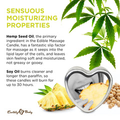 Earthly Body pineapple candle melt close-up reveals nourishing edible oil.