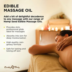Earthly Body Edible Massage Oil Cherry being poured for a smooth massage.
