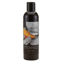 Earthly Body edible massage oil mango bottle front for spa-like hydration