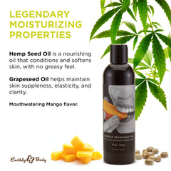 Earthly Body mango edible massage oil being poured for a sensual massage
