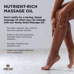 Earthly Body Hemp Seed Massage Oil Lavender application on skin for smooth feel