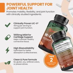 EarthNutri UC-II collagen MSM label close-up highlights clean ingredients.