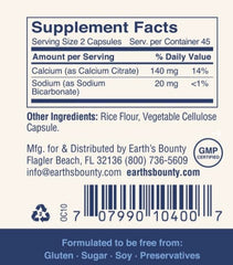 Earth's Bounty Oxy-Caps bottle side view highlighting packaging and capsules count.