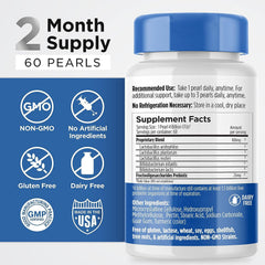 Earth's Pearl 60-day supply box highlights long-lasting probiotic support.