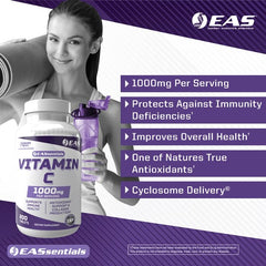 EAS Vitamin C 1000mg label detail shows GMP quality standards.