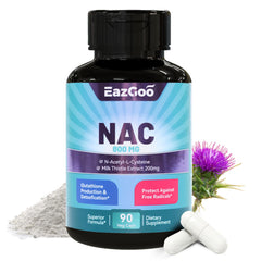 EAZGOO NAC 800mg bottle with capsules for everyday antioxidant support