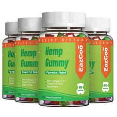 EAZGOO Natural Hemp Gummies bottle shows premium packaging for daily wellness
