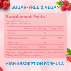 EAZGOO Potassium Gummies natural raspberry lemon flavor for tasty daily routine
