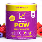 EBOOST POW bottle with Berry Melon Fizz for on-the-go energy