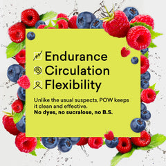 Glass with fizzing POW, ready to fuel a workout.
