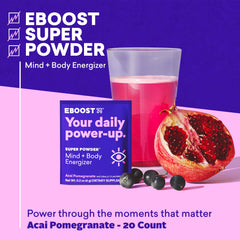 EBOOST powder dissolving in water to deliver steady energy