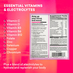 EBOOST pink lemonade packet beside desk setup suggests convenient study and work support.