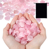 Ecation rose quartz heart crystals in a black bag, ready for gifting