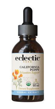 Eclectic Institute California Poppy Extract bottle promotes calm moments.