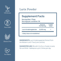 Eclectic Institute Larix powder being poured into a glass for daily immune care