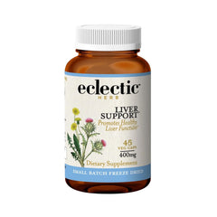 Eclectic Institute liver support capsules with milk thistle for daily balance.