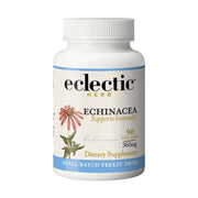 ECLECTIC INSTITUTE raw echinacea bottle shows whole-herb quality for daily wellness.
