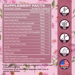 Ecliptron Lymphatic Drainage ingredients blend featuring echinacea, dandelion, turmeric.