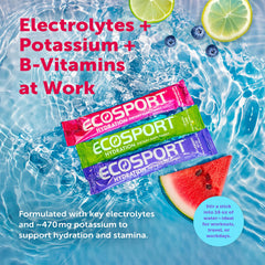 Glass of EcoSport blueberry acai drink ready to refresh