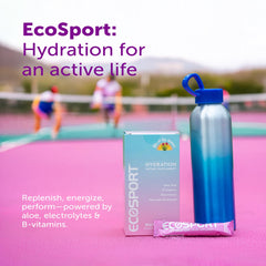 EcoDrink EcoSport packet dissolving in water to release flavor